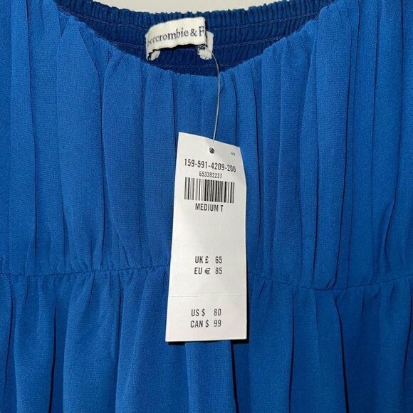 NWT Abercrombie Long-Sleeve Ruched Babydoll Mini Dress Size MT - Picture 6 of 7